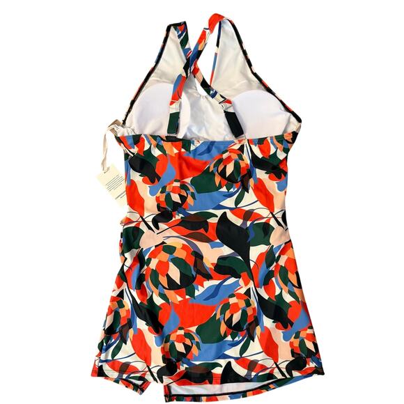 Jasambac Modest Swim Dress Size L Floral Print One Piece Skirted New NO BRIEFS - Picture 4 of 11